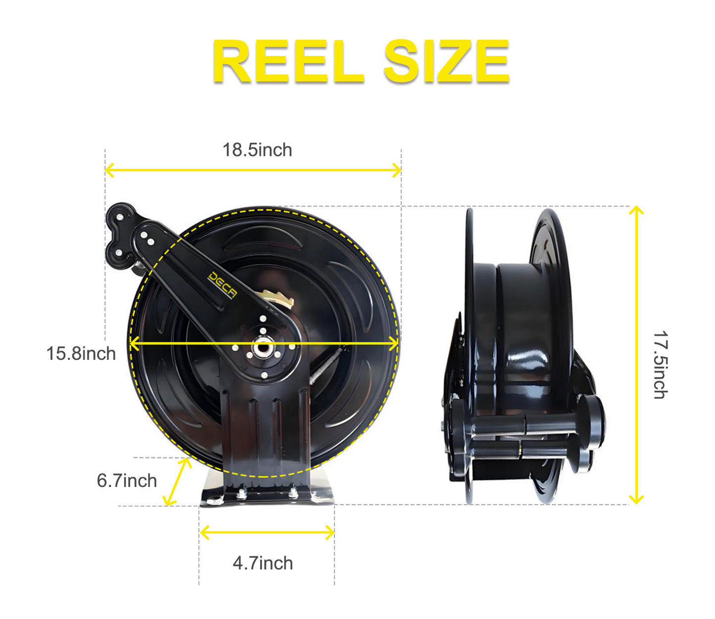 DECA Retractable Pressure Washer Hose Reel – Heavy-Duty Wall/Floor Mount, 30FT/50FT/80FT Options