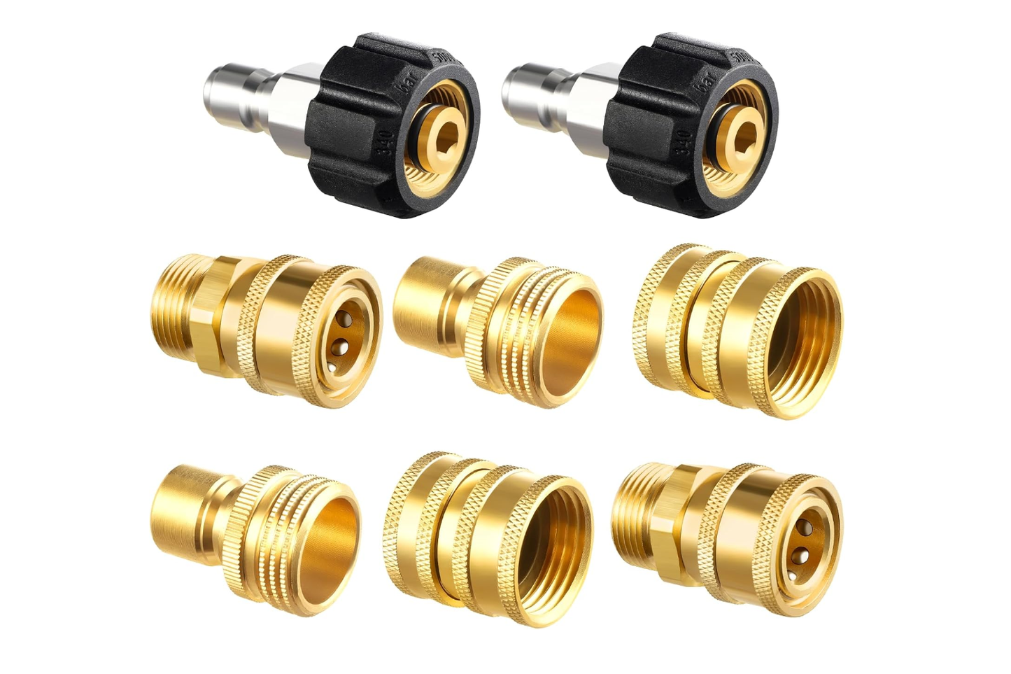 DECA Pressure Washer Adapter Set – 8-Pack Quick Connect Kit, Up to 5000 PSI, Stainless Steel / Brass options
