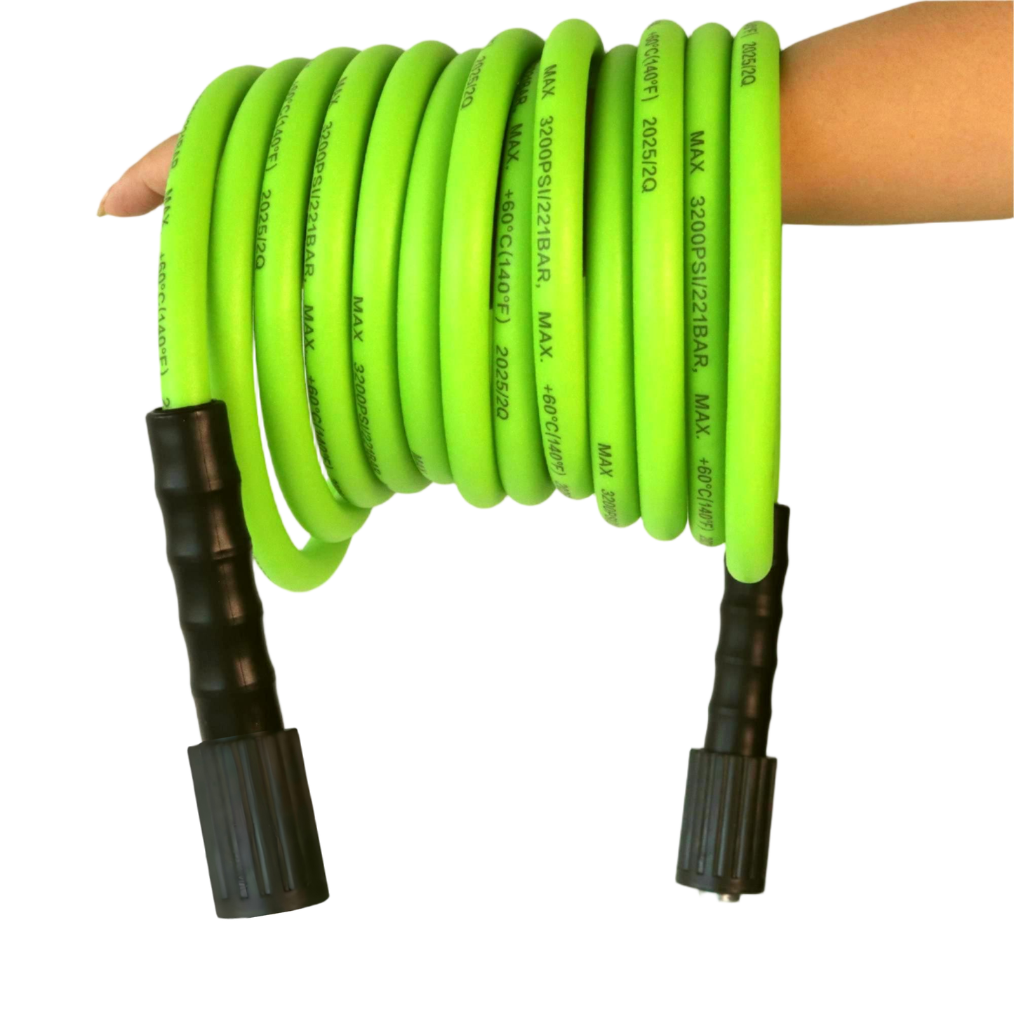 DECA Pressure Washer Hose 1/4" with M22-14mm&15mm Connector, 3200PSI (25/50/100FT)