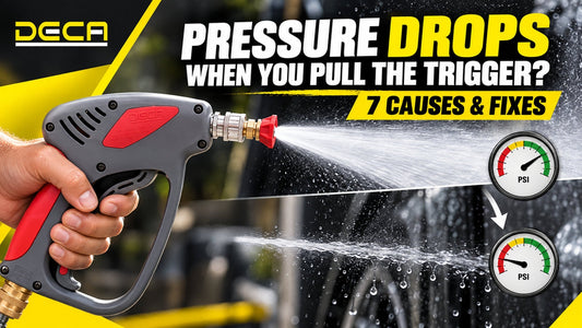 DECA pressure washer gun showing pressure loss when the trigger is pulled