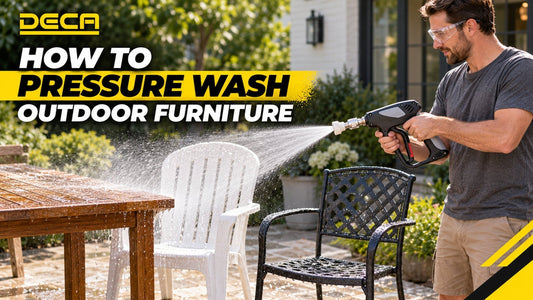 Learn how to pressure wash plastic, metal, wood and wicker outdoor furniture safely without damaging paint, finishes or woven materials.