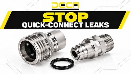 DECA stainless steel pressure washer quick-connect fittings and O-ring for stopping connection leaks