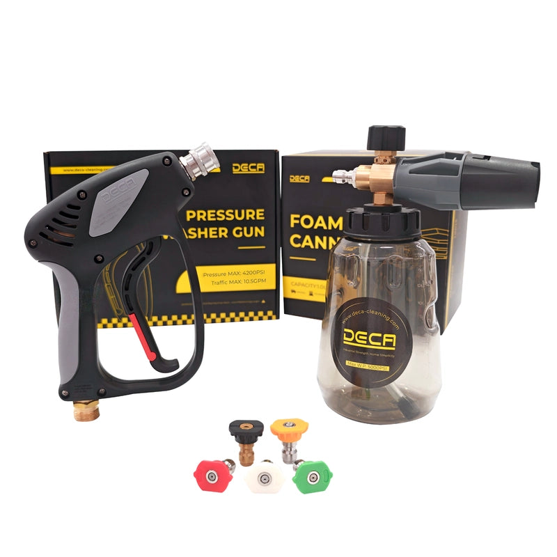 Short High-Pressure Washer Gun with Foam Cannon & 5-Color Nozzles Kit