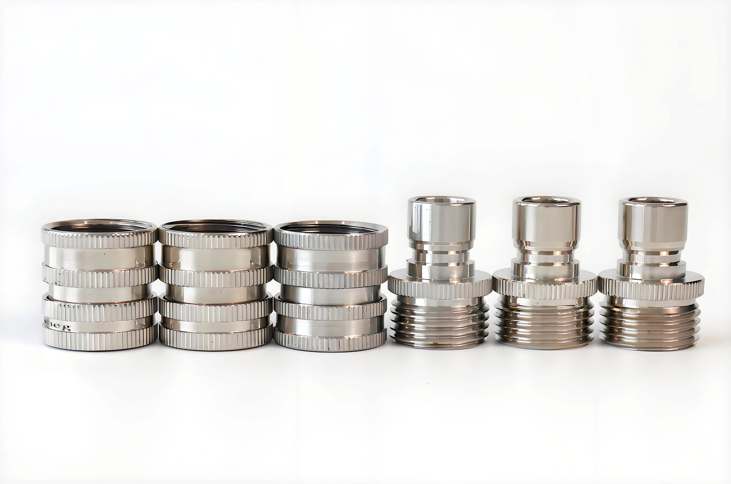 Stainless Steel Garden Hose Quick Connect Set-Male garden hose plugs (QTY 3) - Female garden hose quick connector (QTY 3)