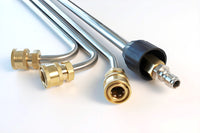 DECA Pressure Washing Lance Kit Combo: 4 lances:35cm-30°,90°,120° Curved Rod, 38cm-straight, 1/4” coupling, 4000PSI, Stainless Steel