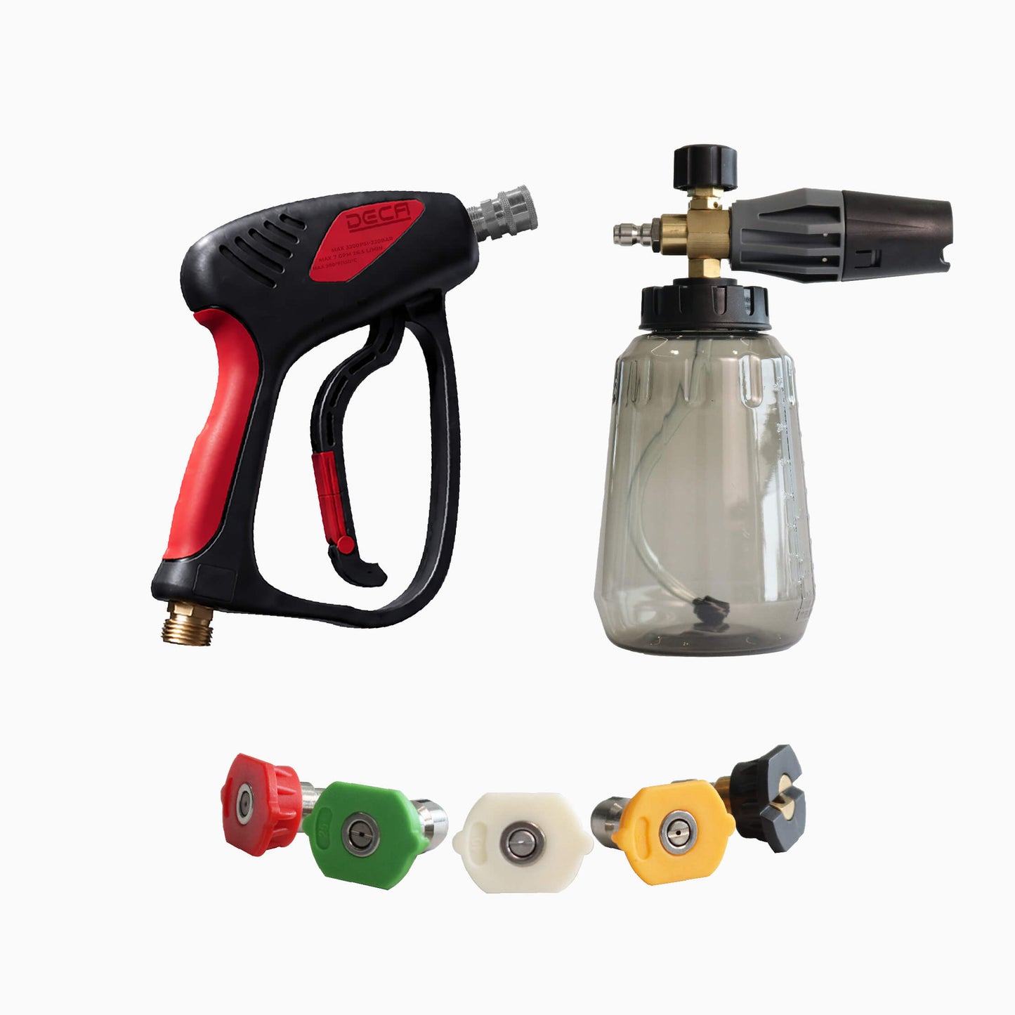 Short High-Pressure Washer Gun with Foam Cannon & 5-Color Nozzles Kit