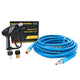 Pressure washer short spray gun kit with coiled blue hose, adapter fittings, and brand packaging box
