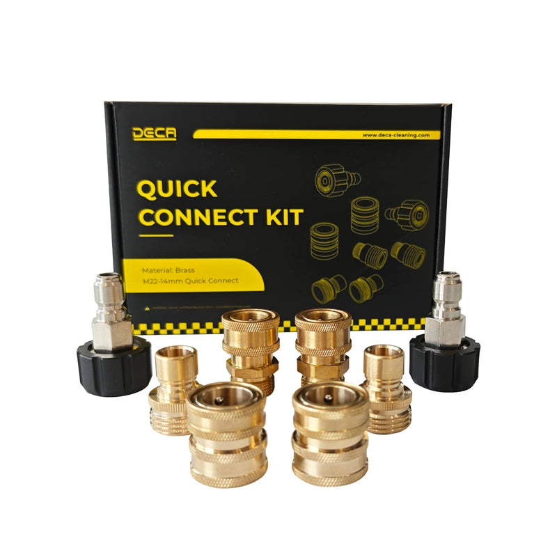 Brass pressure washer quick connect adapter fittings set with M22 couplers and brand packaging box