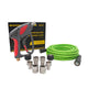 Pressure washer short spray gun kit with coiled green hose, stainless steel quick connect fittings, and brand packaging box